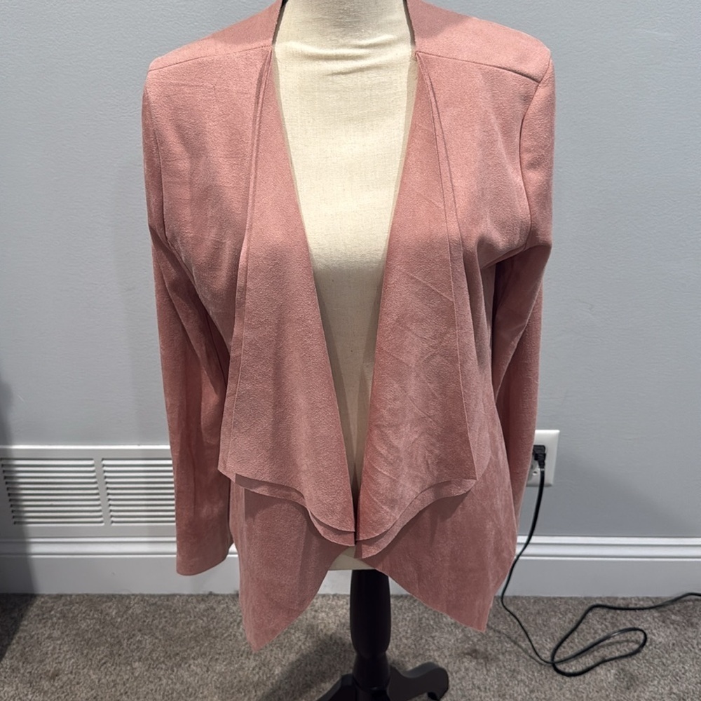 DO+BE Dusty Pink Suede Flowy Soft Cardigan - Size Large